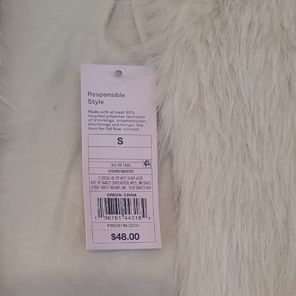 Women's Cream Faux Fur Hoodie Jacket.. Size Small.. - Picture 3 of 5